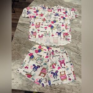 Mia Lucie 2-Piece Cotton Pajama Set Whimsical Animal Print